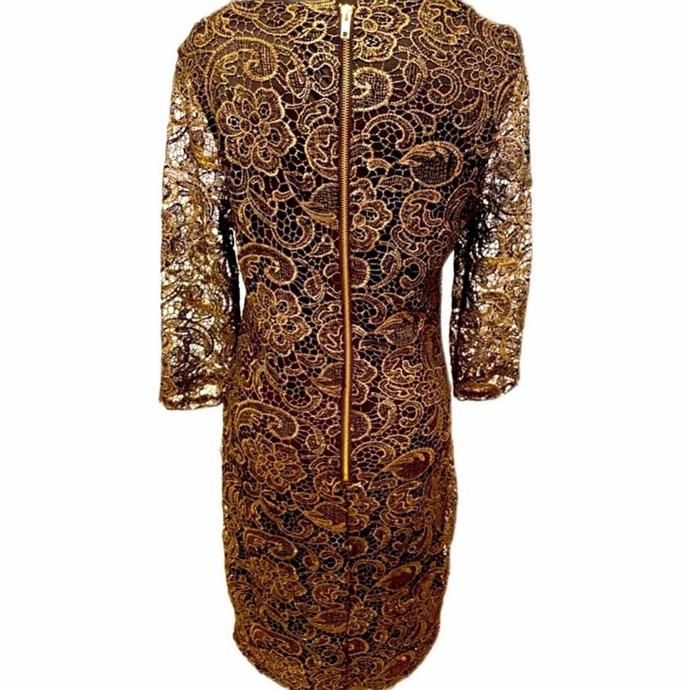 Floral Paisley Lace Dress Black and Gold - Picture 5 of 10